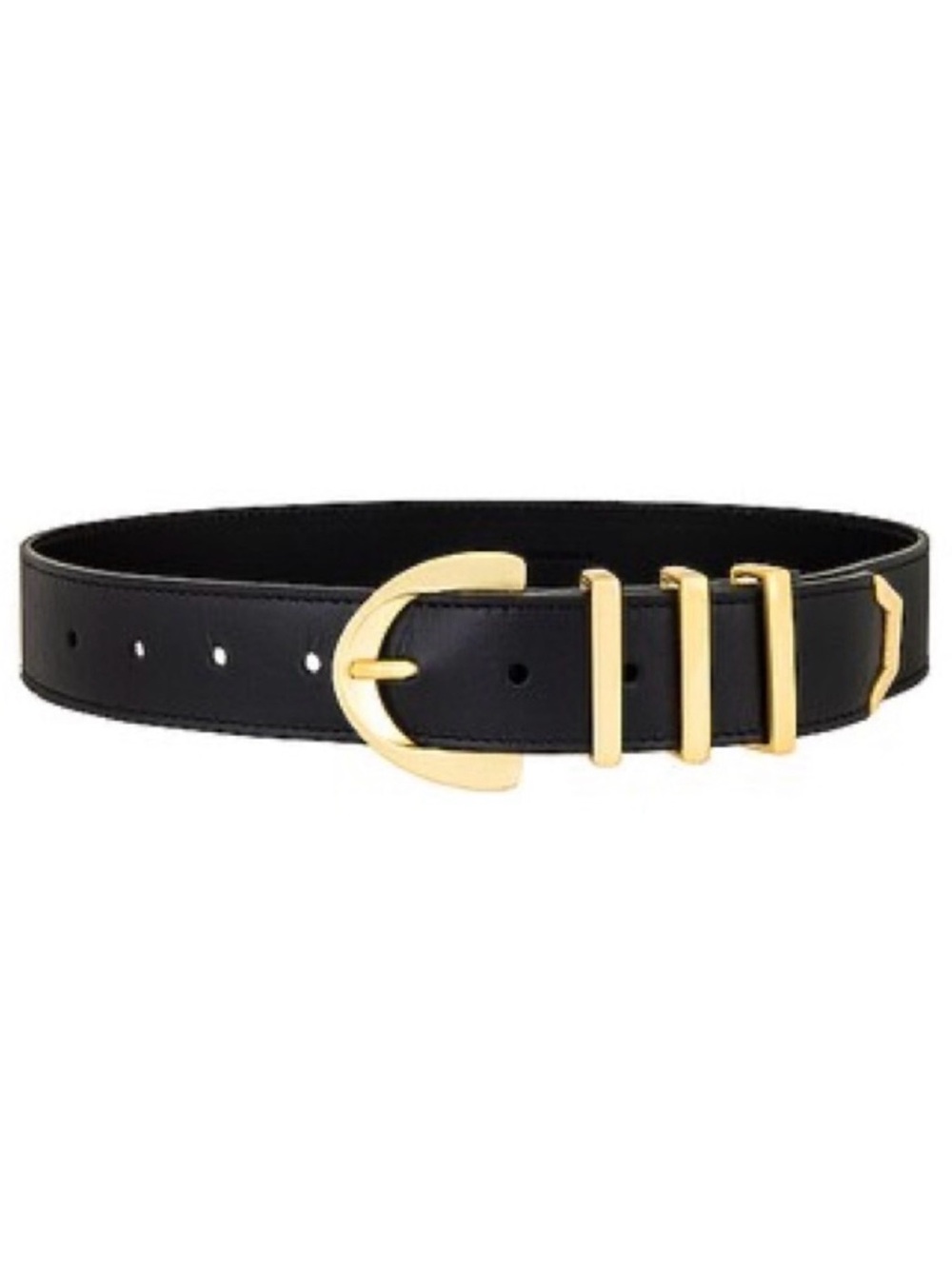 Anine Bing Orion Belt Black Lamb Leather Gold Hardware Size XS/S designer